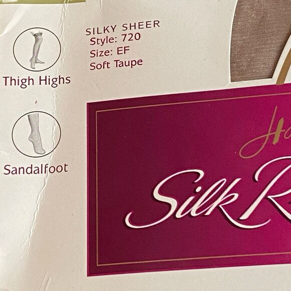 Hanes Silk Reflections Silky Sheer Thigh Highs Sandalfoot Soft Taupe Size EF NEW - Picture 3 of 6